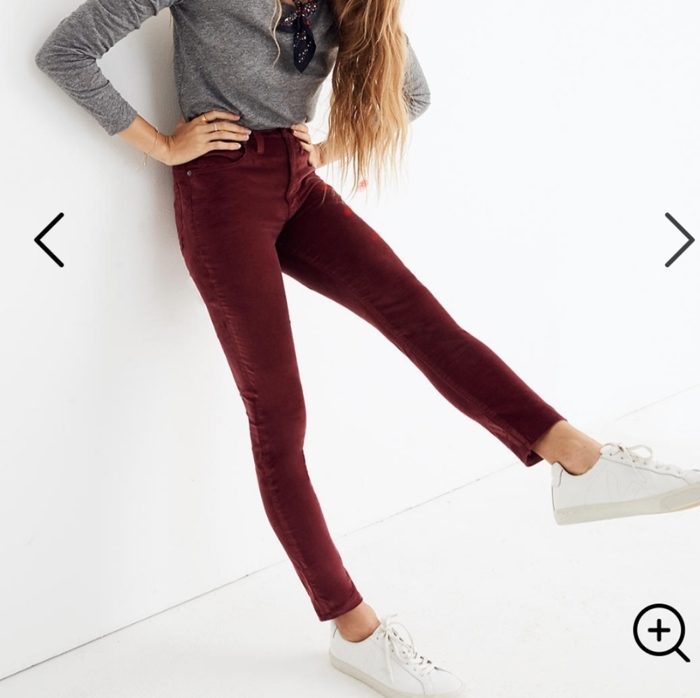 Tall skinny red velvet pants